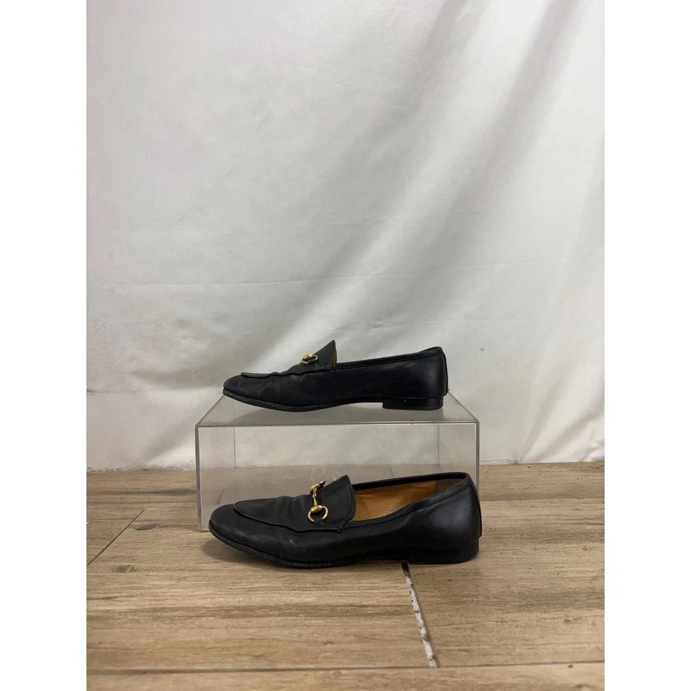 Gucci Mens Black Leather Horsebit Loafers Size 37 Made in Italy Dress Shoes